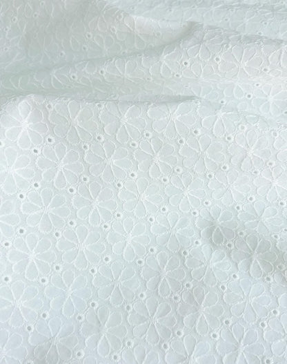 Cotton Fabric - Floral Embroidered Eyelet Material for Dresses & Sewing by the Yard