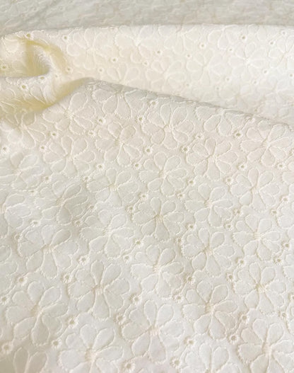 Cotton Fabric - Floral Embroidered Eyelet Material for Dresses & Sewing by the Yard