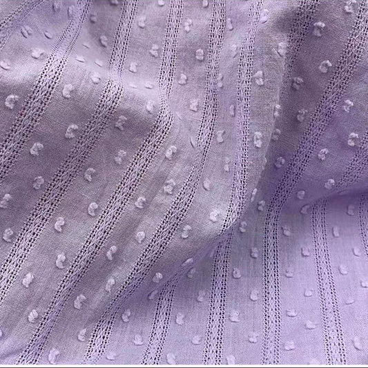 Striped Sand Washed Cotton Swiss Dot Jacquard - Detail