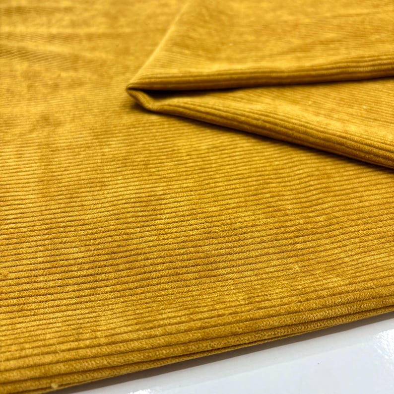 Mustard Corduroy Fabric, Cotton for Dresses & Home Decor - Mustard