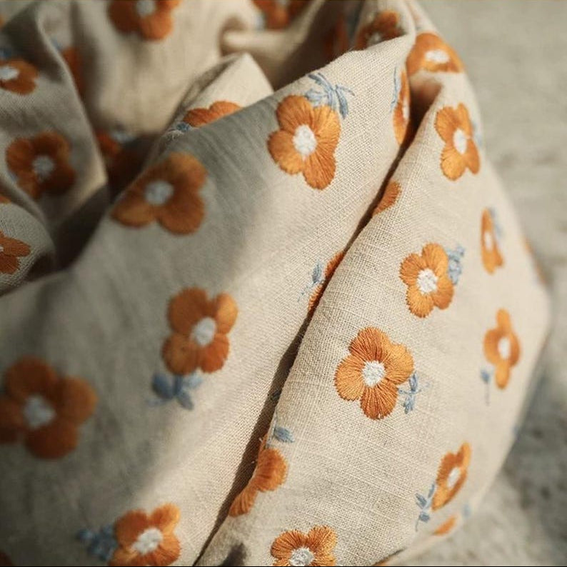 Yellow Flower Embroidered Linen - 2