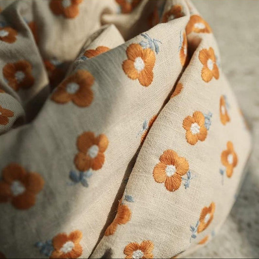 Yellow Flower Embroidered Linen - 2