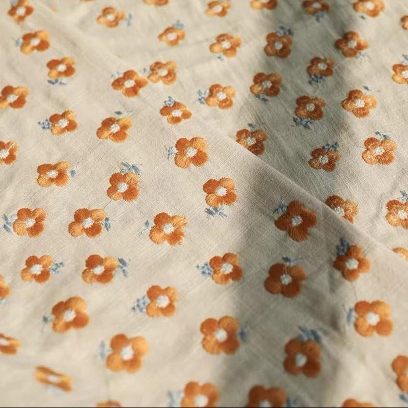 Yellow Flower Embroidered Linen - 4