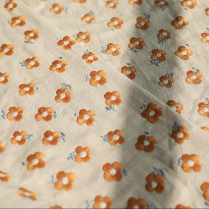 Yellow Flower Embroidered Linen - 4