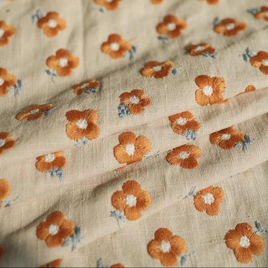Yellow Flower Embroidered Linen - 1