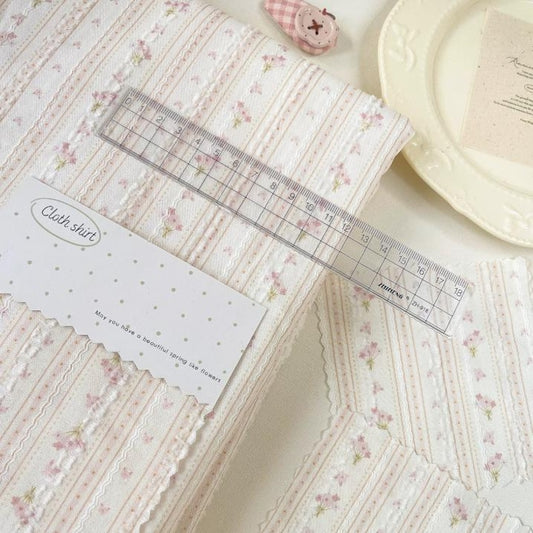 Floral Stripe Jacquard Cotton - Pink 2