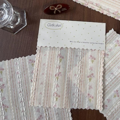 Floral Stripe Jacquard Cotton - Pink 4