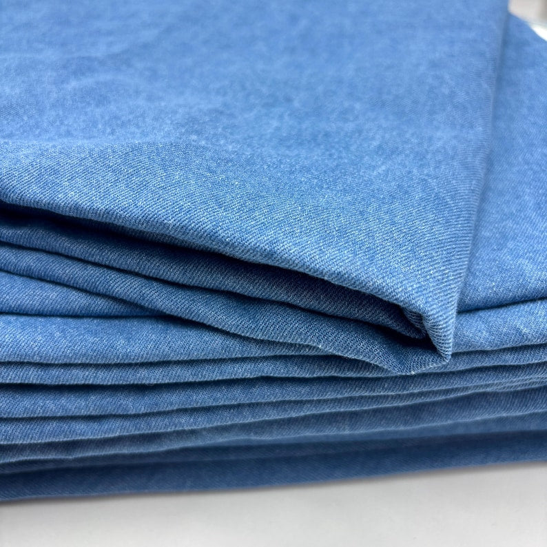 Stonewashed Cotton Denim, for Jackets & Jeans - Light Blue