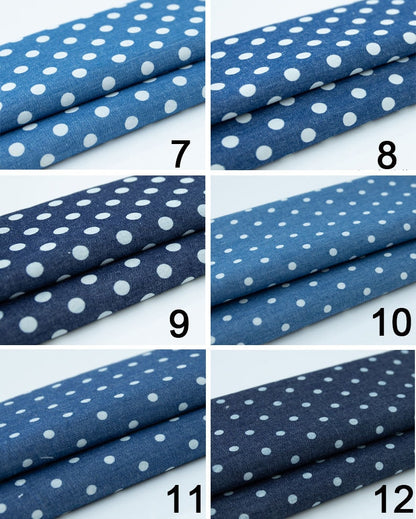 Blue Printed Denim Fabric, Lightweight for Jackets & Dresses - Color 7