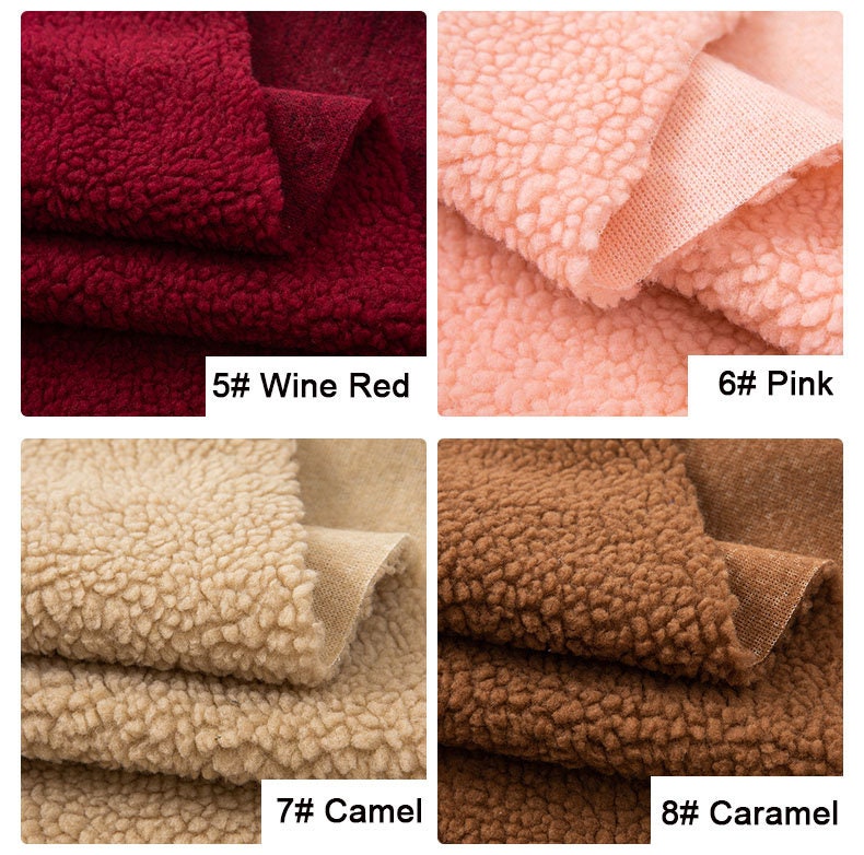 Lamb Velvet Fabric, Curly Lamb Faux Fur for Coats & Costumes - Wine Red