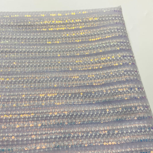 Sequin Mesh Fabric, Iridescent Stripe, 53 in Wide