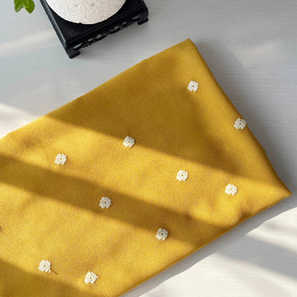 Light Yellow Embroidered Cotton Fabric for Shirts, Dresses & Scarves - Bright Yellow