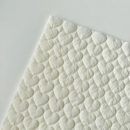Nylon Quilted Puffer Fabric, Candy Hearts, for Coats, Bags & Cushions - Cream White