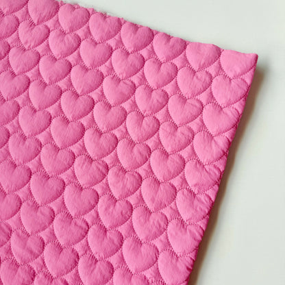Nylon Quilted Puffer Fabric, Candy Hearts, for Coats, Bags & Cushions - Rose