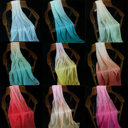 Ombre Chiffon Gradient Print Fabric, Sheer Polyester for Hanfu & Decor