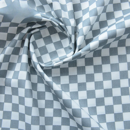 Plaid Cotton Fabric, Gingham Check Cloth for DIY & Bedding - Grey