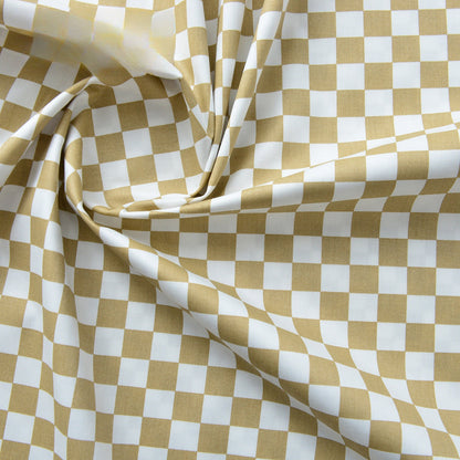 Plaid Cotton Fabric, Gingham Check Cloth for DIY & Bedding - Khaki