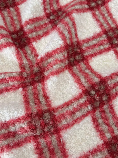 Plush Lamb Fleece Check Fabric, for Blankets & Throws