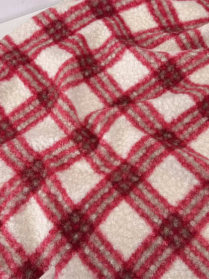 Plush Lamb Fleece Check Fabric, for Blankets & Throws