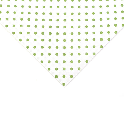 Polka Dot Polyester Fabric, Dotted Cloth for Bags & Table Linens - White Green Dot