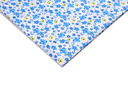 Polyester Butterfly Floral Fabric, for Bags & Picnic Crafts - Blue