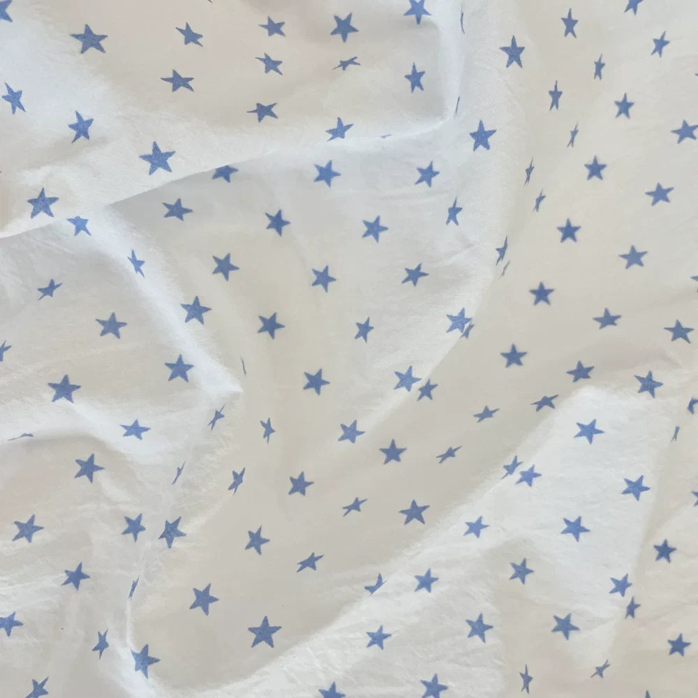 Polyester Crinkle Star Fabric, for Tops & Skirts - Crinkle Blue Star