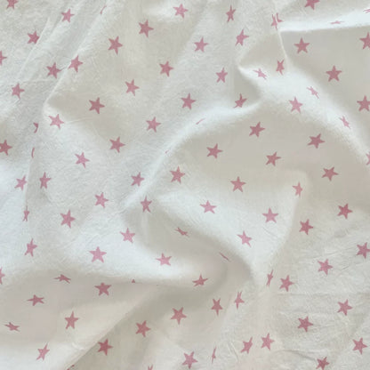 Polyester Crinkle Star Fabric, for Tops & Skirts - Crinkle Pink Star