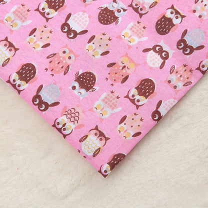 Polyester Owl Print Fabric, for Kids' Bags & Toys - Pink
