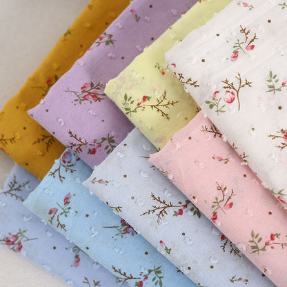 Floral Rose Dot Printed Cotton Fabric By The Yard | 8 Colors, 57" Wide for Dresses & Tops