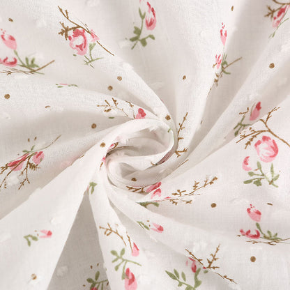 Floral Rose Dot Printed Cotton Fabric By The Yard | 8 Colors, 57" Wide for Dresses & Tops