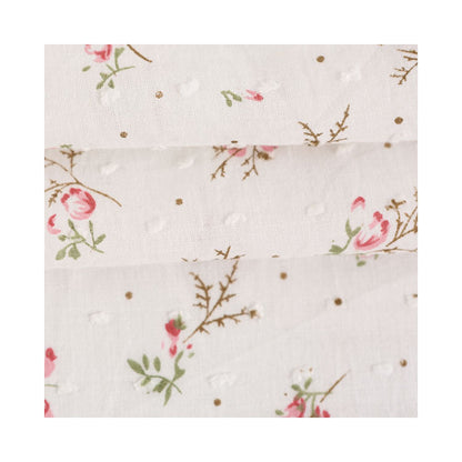 Floral Rose Dot Printed Cotton Fabric By The Yard | 8 Colors, 57" Wide for Dresses & Tops