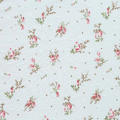 Floral Rose Dot Printed Cotton Fabric By The Yard | 8 Colors, 57" Wide for Dresses & Tops