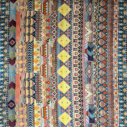 Printed Fabric, Printed, for Dresses & Tops, 59 in Wide - Red Yellow Southwestern Pattern