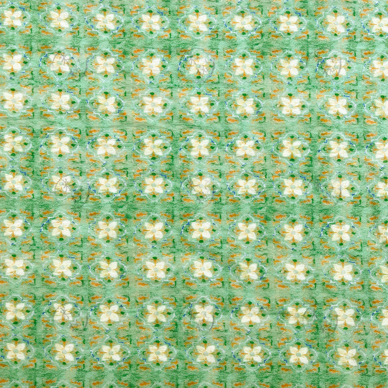 Printed Fabric, Printed, for Dresses & Tops, 59 in Wide - Green