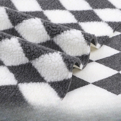 Printed Sherpa Fleece Fabric, Plush Warm Knit for Toys & Outerwear - Grey Diamond