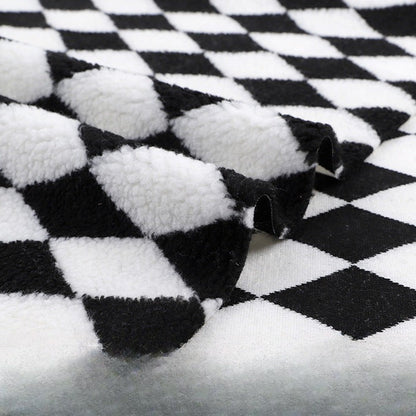Printed Sherpa Fleece Fabric, Plush Warm Knit for Toys & Outerwear - Black Diamond