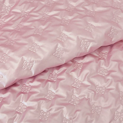 Quilted PU Leather Bow Fabric, for Bags & Vests - PU Bow Pink