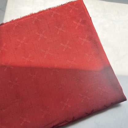 Rayon Four-Petal Jacquard Fabric, for Hanfu & Dresses - Rust Red