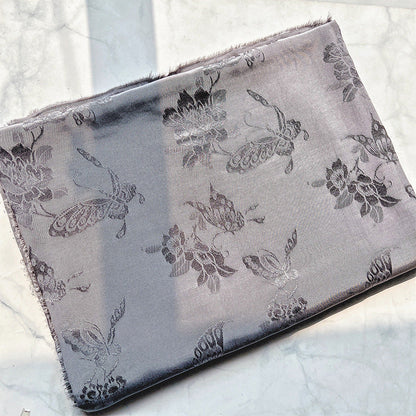 Rayon Jacquard Fabric, Butterfly & Flower Hanfu Cloth - Grey