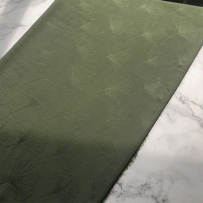 Vintage Rayon Ginkgo Leaf Jacquard Fabric, Fluid Drape - Green & Army Green