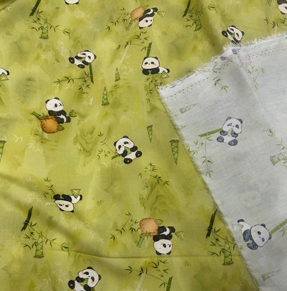 Rayon Fabric, Panda Bamboo Print, for Qipao & Homewear