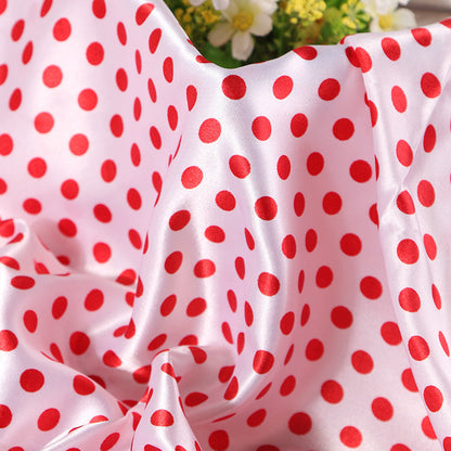 Satin Fabric, Solid, for Evening Wear & Linings, 57 in Wide - Red-White Dot-7