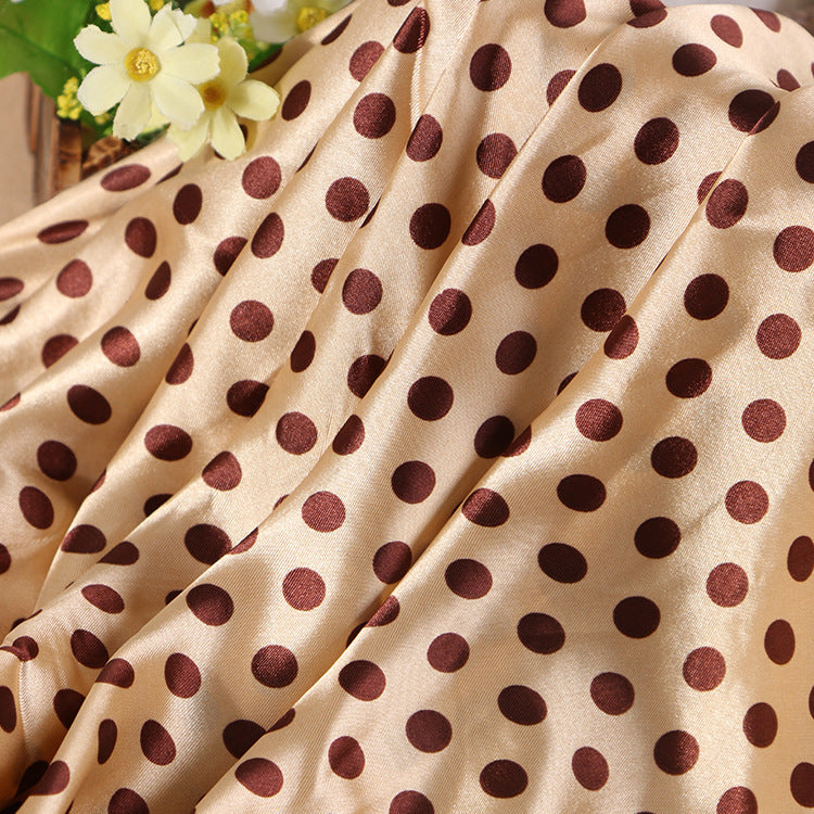 Satin Fabric, Solid, for Evening Wear & Linings, 57 in Wide - Gold-Brown Dot-9