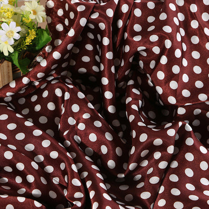 Satin Fabric, Solid, for Evening Wear & Linings, 57 in Wide - Brown-White Dot-10