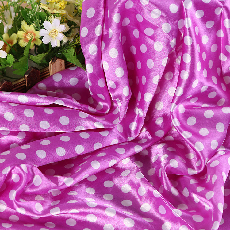 Satin Fabric, Solid, for Evening Wear & Linings, 57 in Wide - Purple-White Dot-12
