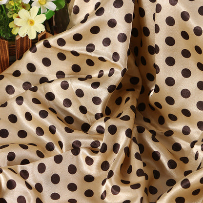 Satin Fabric, Solid, for Evening Wear & Linings, 57 in Wide - Gold-Black Dot-2