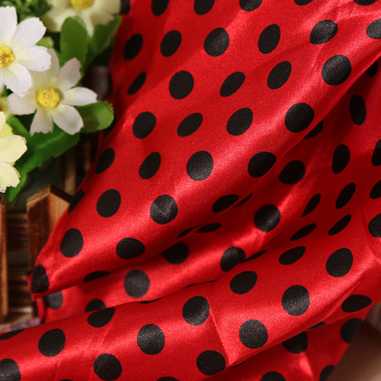 Satin Fabric, Solid, for Evening Wear & Linings, 57 in Wide - Red-Black Dot-5