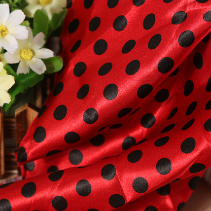 Satin Fabric, Solid, for Evening Wear & Linings, 57 in Wide - Red-Black Dot-5