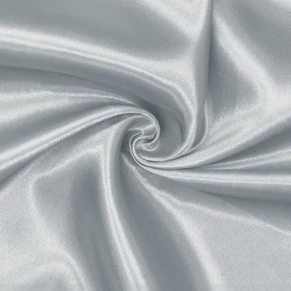 Satin Fabric, Solid, for Evening Wear & Linings, 59 in Wide - Silver Grey