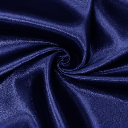 Satin Fabric, Solid, for Evening Wear & Linings, 59 in Wide - Navy Blue